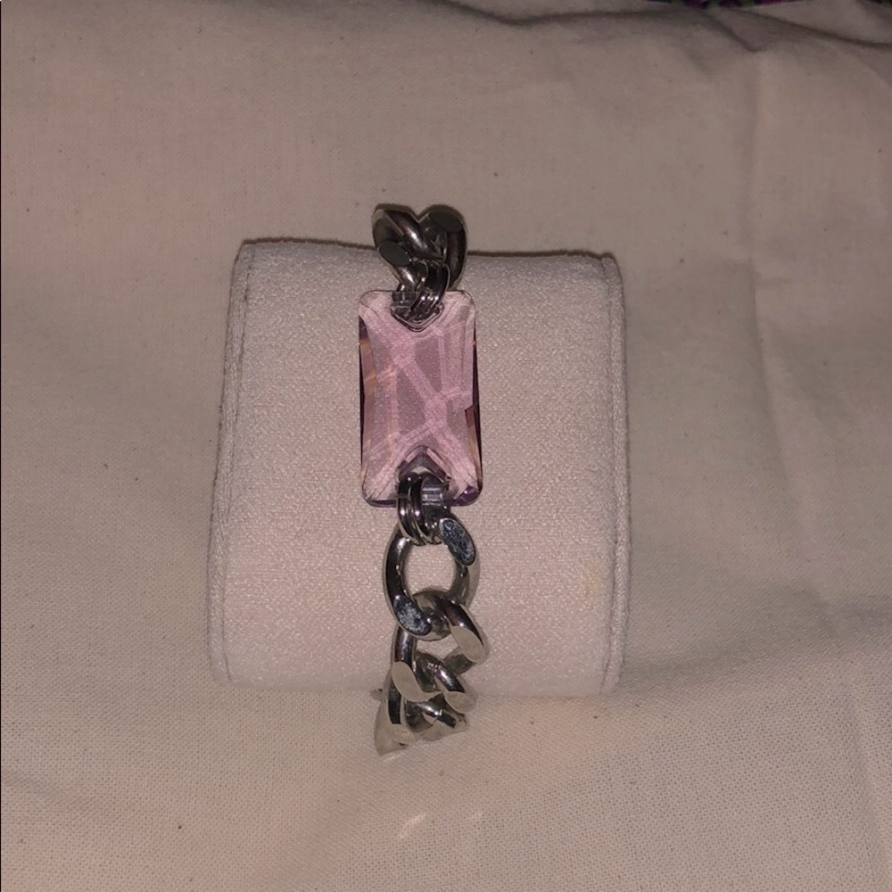 Pink Crystal and Rugged Chain Bracelet